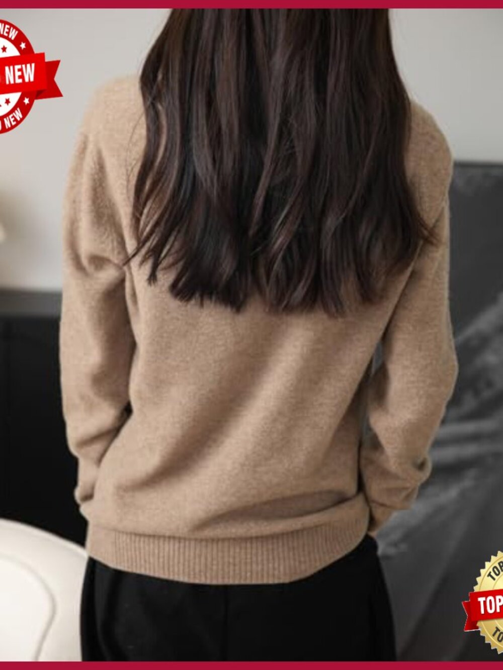 Women's 100% Merino Wool V-Neck Long Sleeve Lightweight Cardigan Sweater - Picture 6 of 6